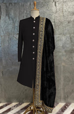 Black Mughal Majesty Zardozi Hand Embroidered Shawl