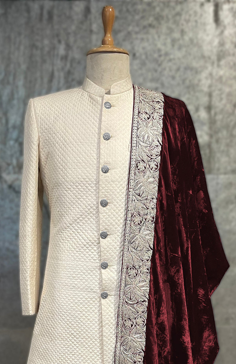 Burgundy Kashmiri Majesty Tilla Embroidered Shawl
