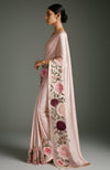 Blush Pink Peony and Roses Embroidered Saree