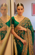 Emerald Green Marodi & Resham Hand Embroidered Saree