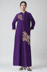 Eggplant Kashmiri Tilla Aari Embroidered Kaftan