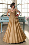 NAIRA- Crystal Hand Embroidered Golden Radiance Ball Gown