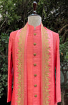 Kashmiri Tilla Embroidered Coral Stole