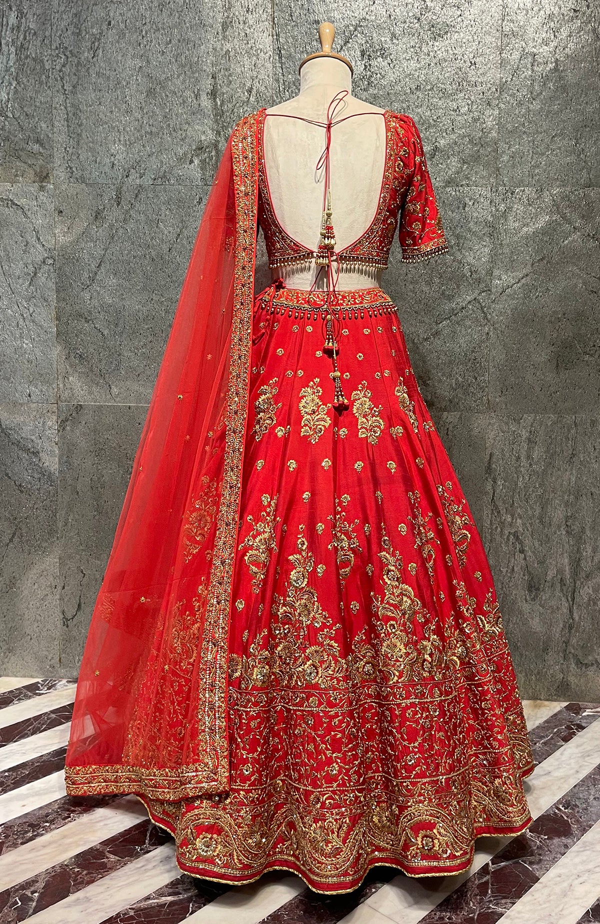 Bohemian Bridal Red & Gold Lehenga Set – Studio East6