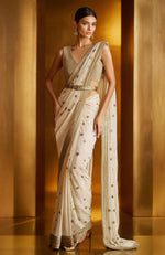 Blush Pink Gold Hand Embroidered Saree Set