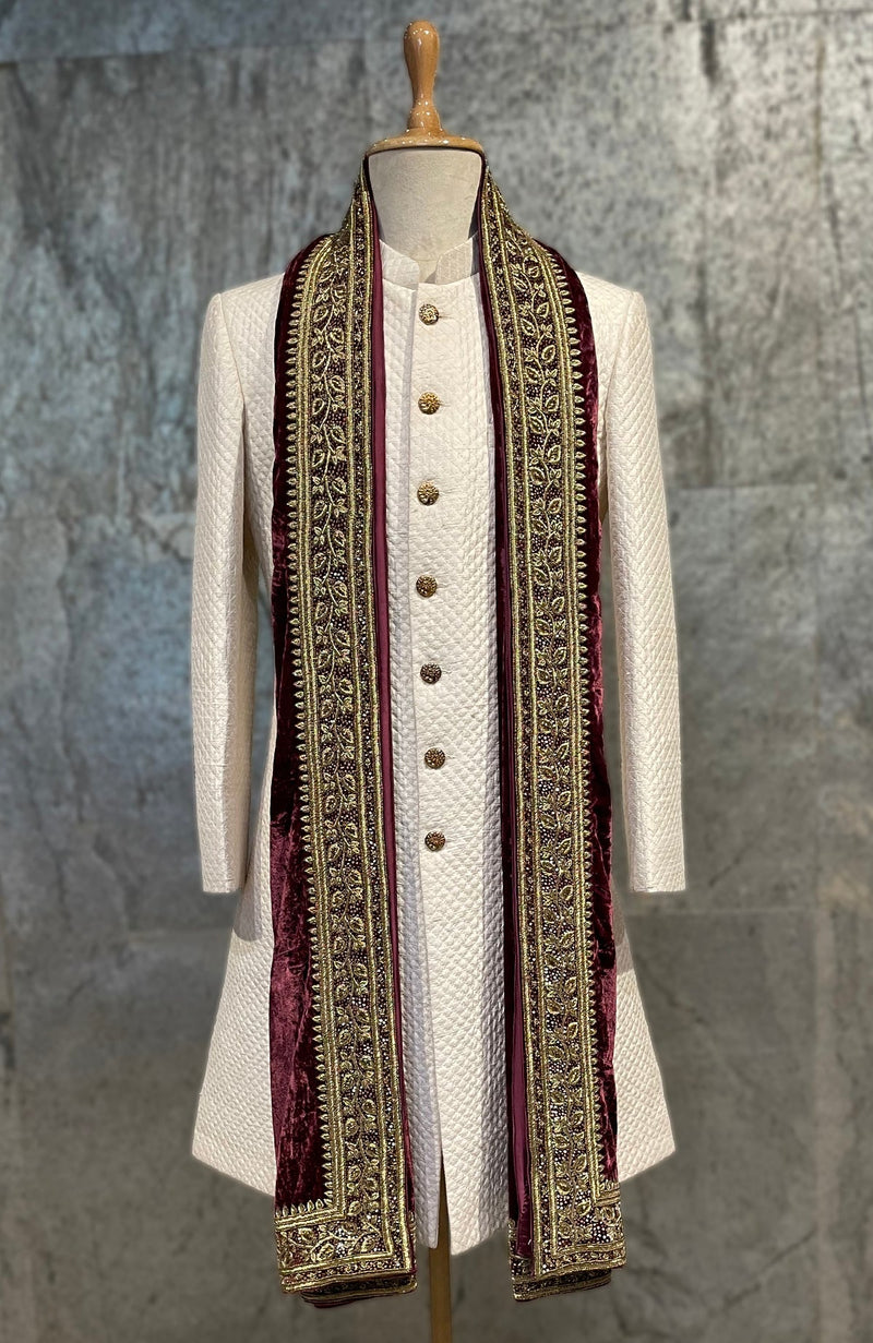 Maroon Mughal Majesty Zardozi Hand Embroidered Shawl