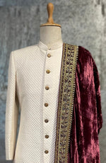Maroon Mughal Majesty Zardozi Hand Embroidered Shawl