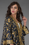 Charcoal Blue Parsi Gara Embroidered Kimono Jacket
