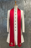 Red Ganesha Motif Zardozi Hand Embroideres Stole