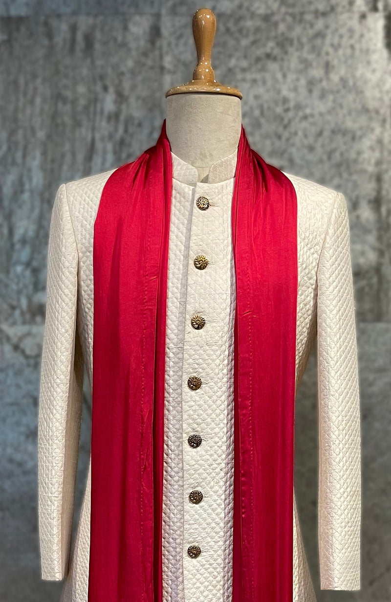 Red Ganesh Emblem Satin Silk Stole