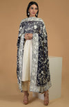 Masterpiece Midnight Blue Parsi Gara Hand Embroidered Dupatta