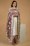 Masterpiece Wine Parsi Gara Hand Embroidered Dupatta