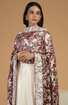 Masterpiece Wine Parsi Gara Hand Embroidered Dupatta