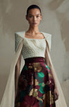 Crimson Crown Pearl Embroidered Floral Skirt Set