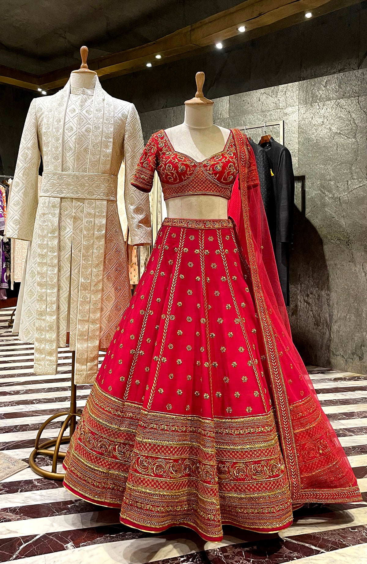 Designer Wedding Red Dulhan Dress in Long Anarkali Frock Style – Nameera by  Farooq