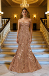 LAILA- Rose Gold Hand Embroidered Mermaid Gown