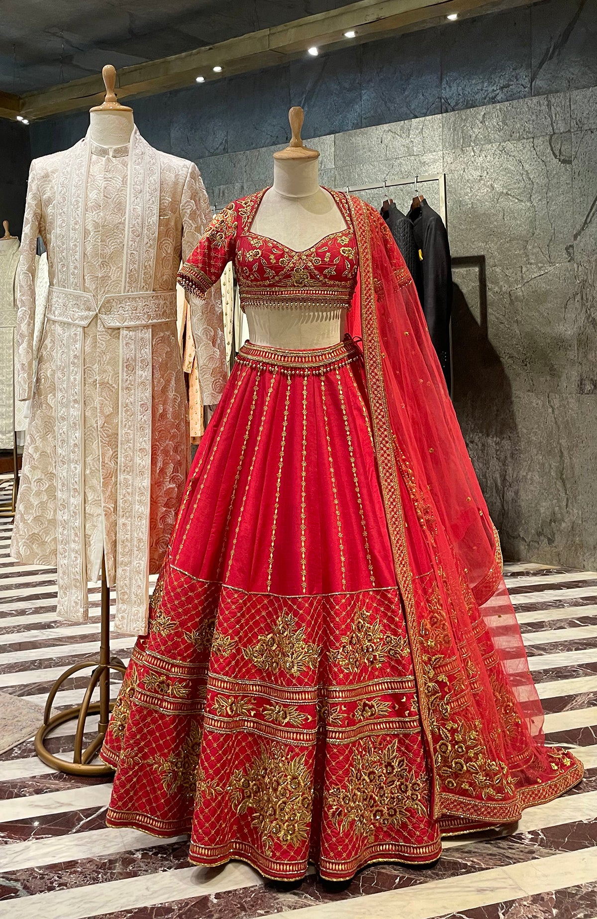 22 Matching Lehenga & Sherwani for Indian Brides & Grooms | Latest bridal  lehenga, Lehenga color combinations, Couple wedding dress