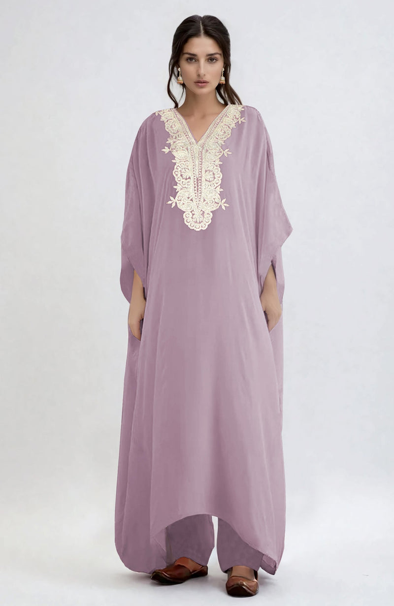 Elderberry Kashmiri Tilla Embroidered Kaftan Set