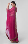 Tara - Fuchsia Hand Embroidered Zardozi Saree & Brocade Blouse