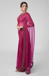 Tara - Fuchsia Hand Embroidered Zardozi Saree & Brocade Blouse