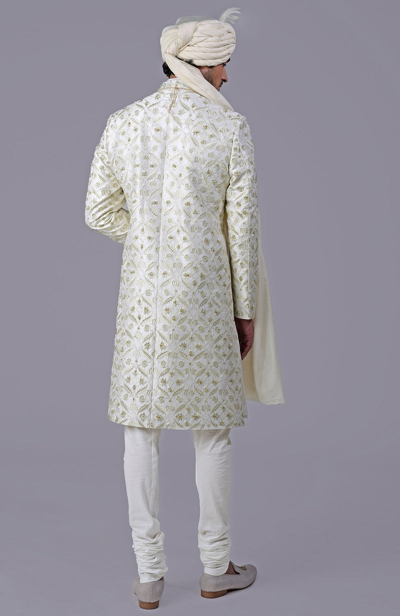To Be In Love Ivory Gold Embroidered Sherwani Set