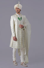 To Be In Love Ivory Gold Embroidered Sherwani Set