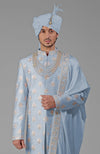 Yours Dusty Blue Embroidered Sherwani Set