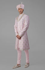 Yours Primrose Pink Embroidered Sherwani Set