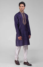 Blue Zardozi Hand Embroidered Pure Silk Kurta Set