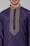 Blue Zardozi Hand Embroidered Pure Silk Kurta Set