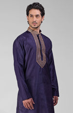Blue Zardozi Hand Embroidered Pure Silk Kurta Set