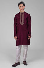 Red Zardozi Hand Embroidered Pure Silk Kurta Set