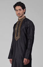 Black Zardozi Hand Embroidered Pure Silk Kurta Set