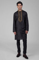 Black Zardozi Hand Embroidered Pure Silk Kurta Set