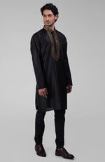 Black Zardozi Hand Embroidered Pure Silk Kurta Set