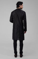 Black Zardozi Hand Embroidered Pure Silk Kurta Set