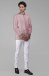 Navy Blue Zardozi Hand Embroidered Silk Bandhgala Jacket Set