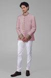 Gold Zardozi Hand Embroidered Silk Bandhgala Jacket Set