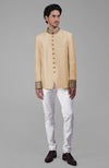 Black Zardozi Hand Embroidered Silk Bandhgala Jacket Set