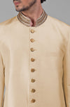 Gold Zardozi Hand Embroidered Silk Bandhgala Jacket Set