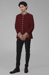 Black Zardozi Hand Embroidered Silk Bandhgala Jacket Set