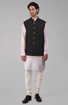 Dusty Blue Pure Raw Silk Waistcoat Bandi Jacket