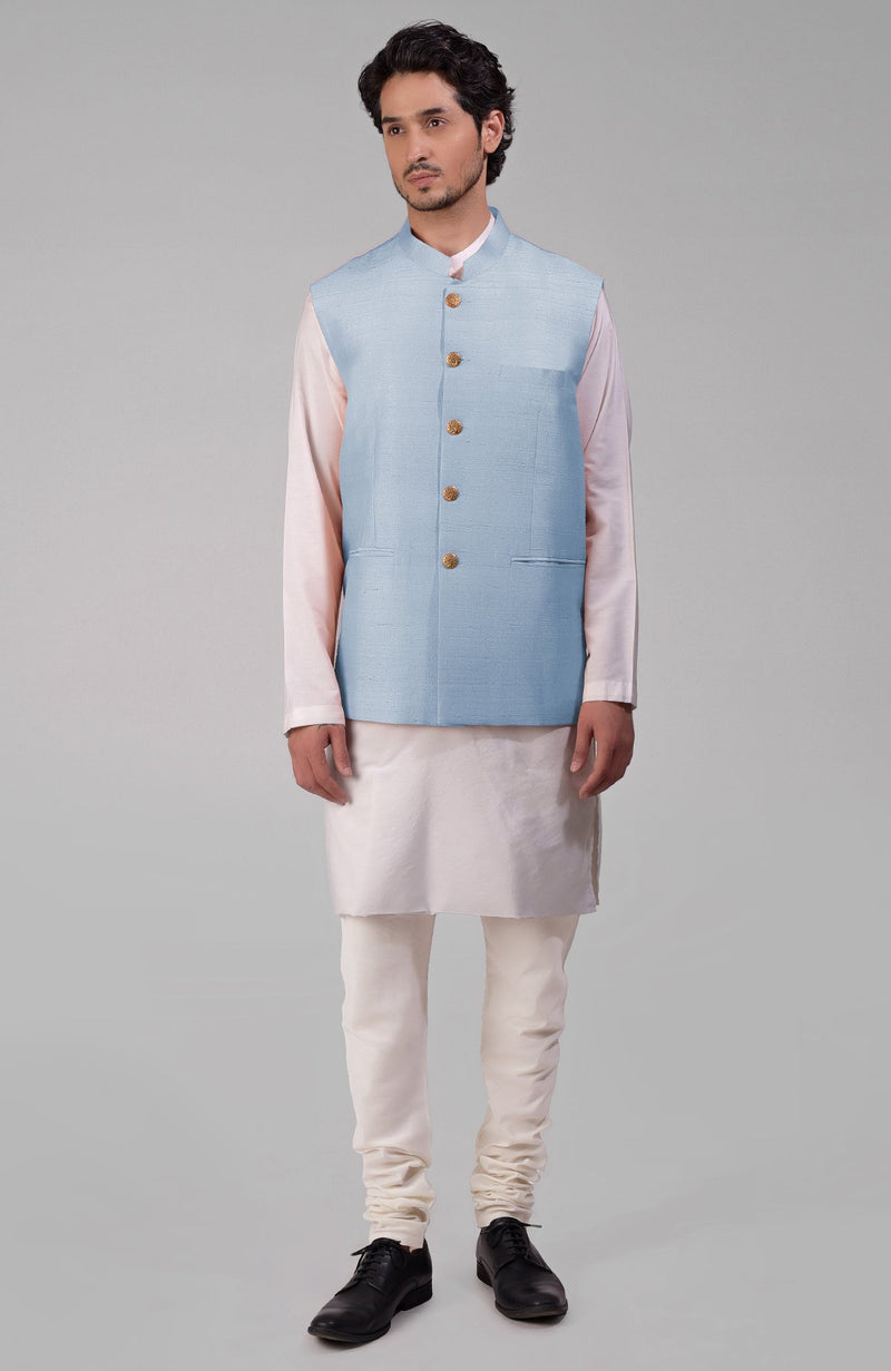 Elderberry Pure Raw Silk Waistcoat Bandi Jacket