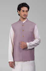 Elderberry Pure Raw Silk Waistcoat Bandi Jacket