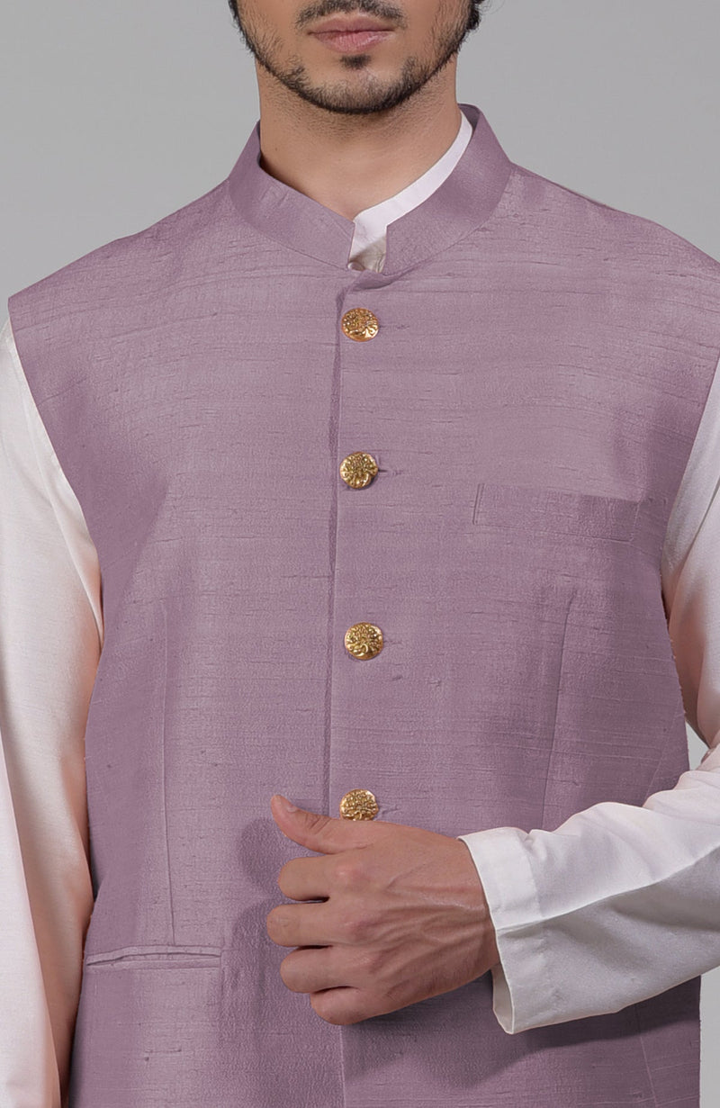 Elderberry Pure Raw Silk Waistcoat Bandi Jacket