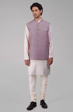 Elderberry Pure Raw Silk Waistcoat Bandi Jacket