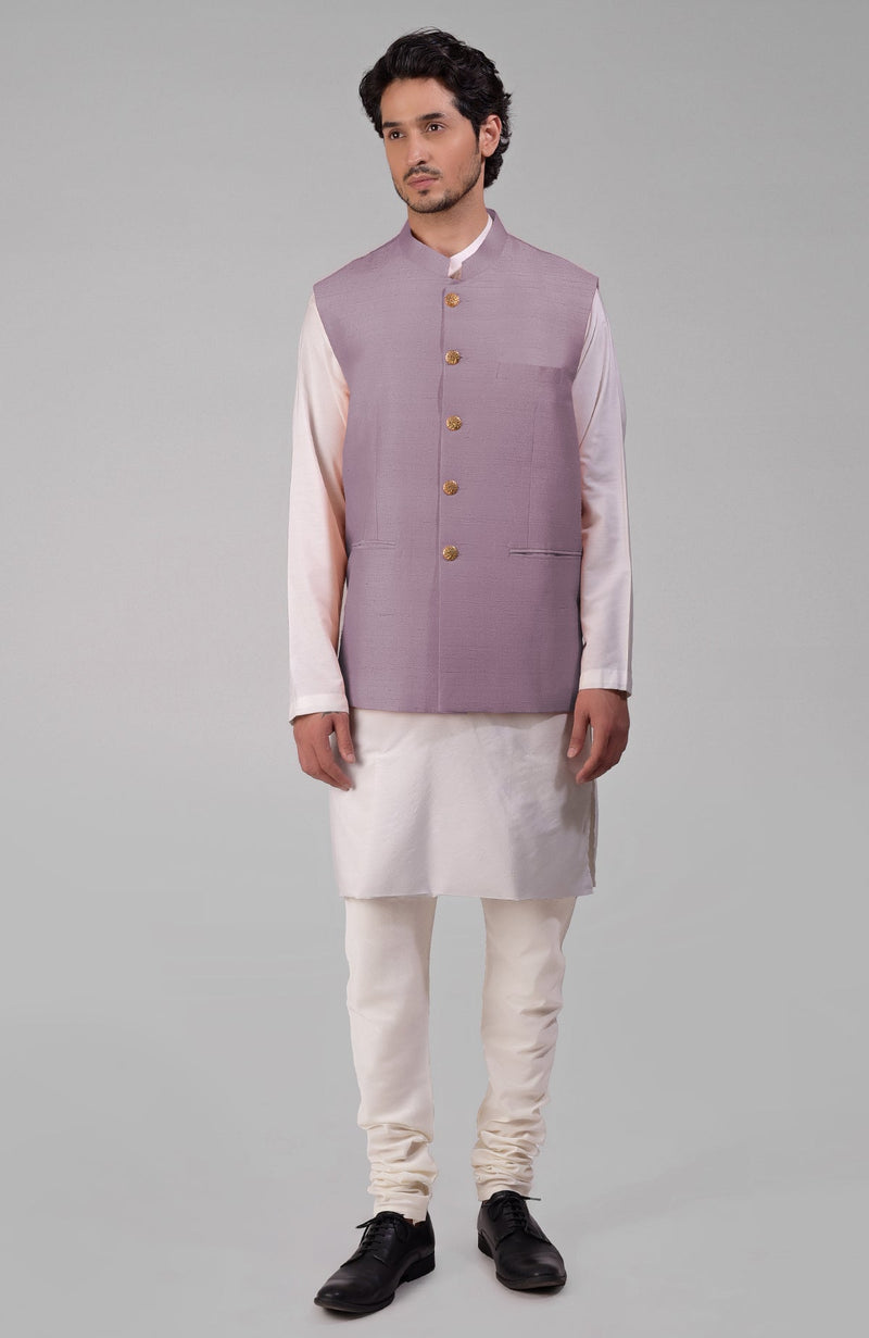 Elderberry Pure Raw Silk Waistcoat Bandi Jacket