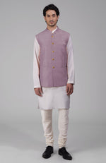 Elderberry Pure Raw Silk Waistcoat Bandi Jacket