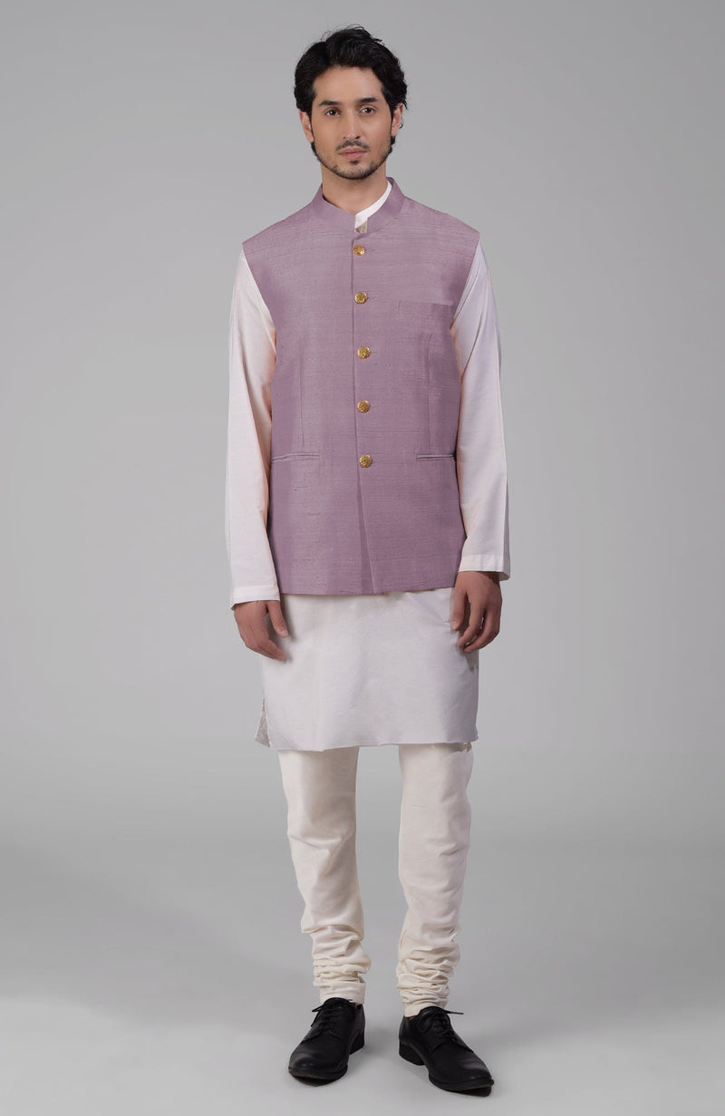 Elderberry Pure Raw Silk Waistcoat Bandi Jacket
