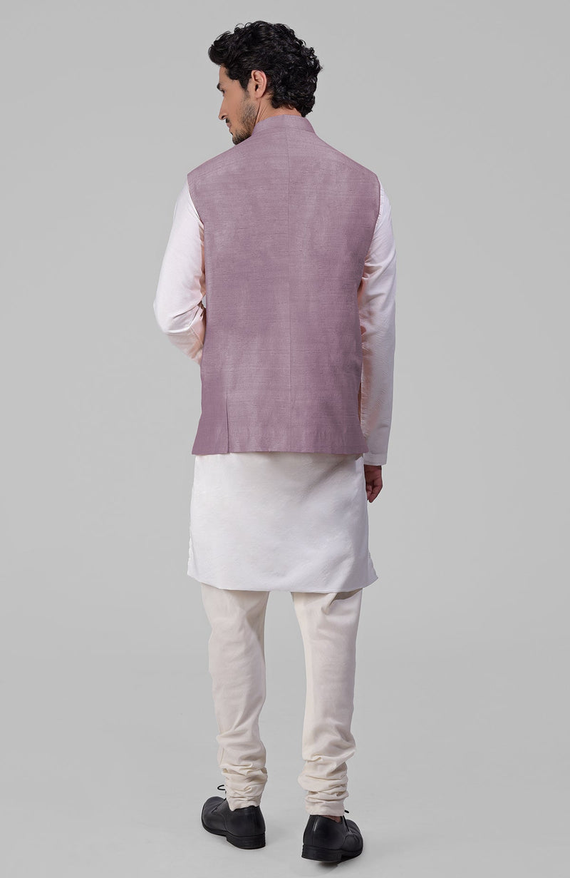 Elderberry Pure Raw Silk Waistcoat Bandi Jacket